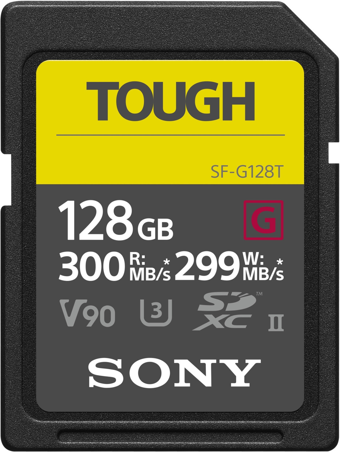 Carte mémoire Sony SF-G TOUGH SDXC UHS-II 128 Go V90 U3 Classe 10 – jusqu'à 300 Mo/s