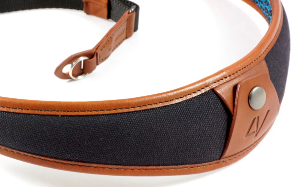4V Design Large Neck Strap ALA - Ring Fit - Canvas, Tuscany Leather - black/brown (K)