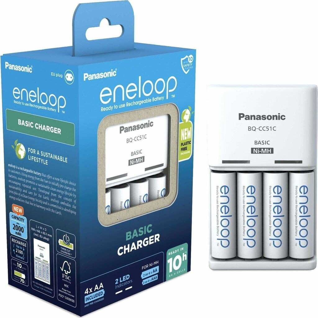 Panasonic eneloop BQ-CC51C avec 4 piles AA