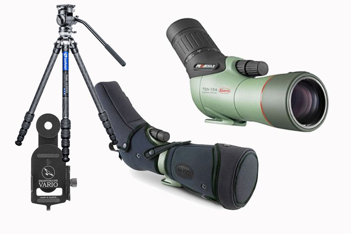 Kowa TSN-55A Prominar 17-40x Travel-Kit (inkl. Tasche + Vario Scope Adapter + Leofoto LS-225CEX+BV-1R