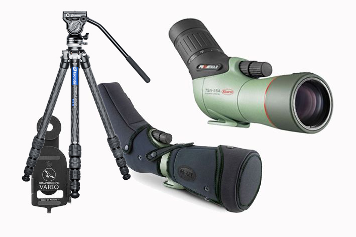Kowa TSN-55A Prominar 17-40x Travel-Kit (inkl. Tasche + Vario Scope Adapter + Leofoto LS-255CEX+BV-5