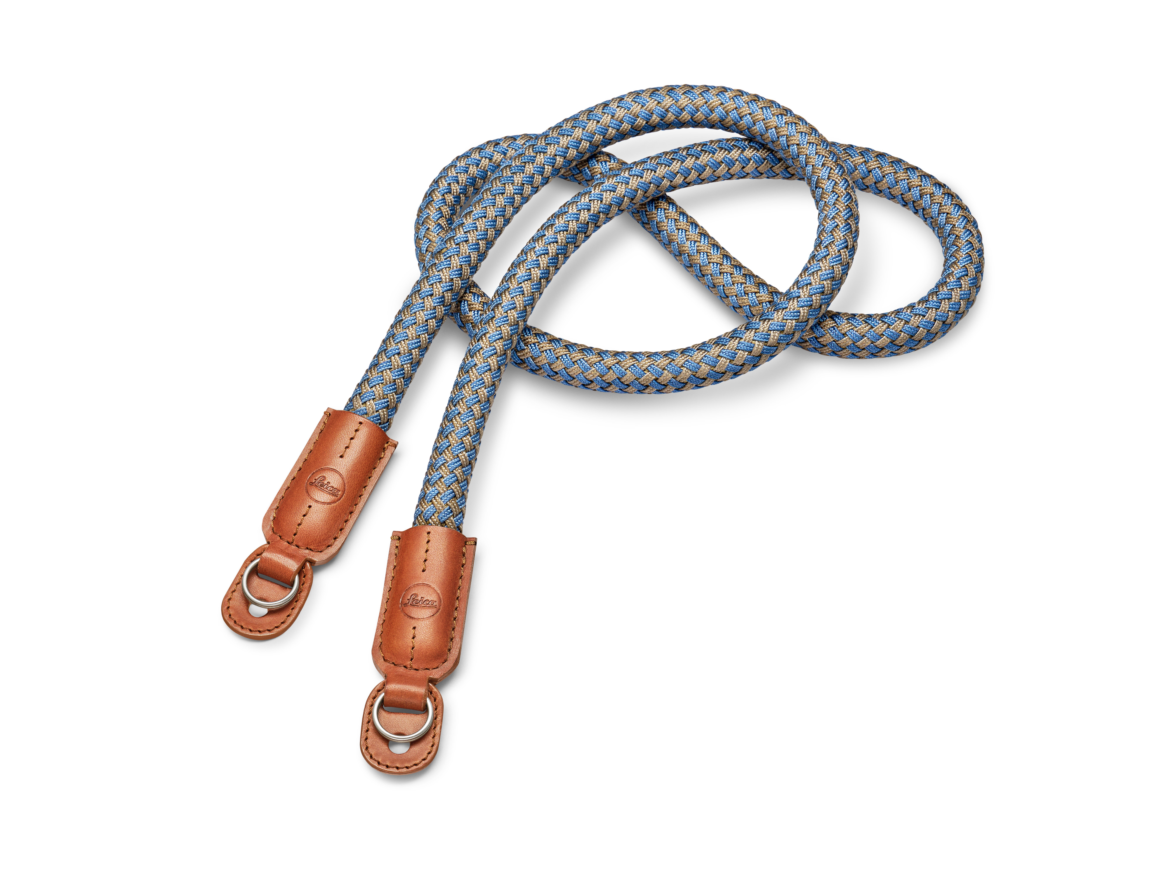 Leica Carrying Strap, rund geflochtenes Viskoseband & Ledercordel conac,jeansblau