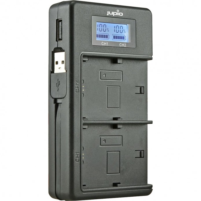 Jupio USB Duo Ladegerät für Nikon EN-EL25 mit LCD und Powerbank