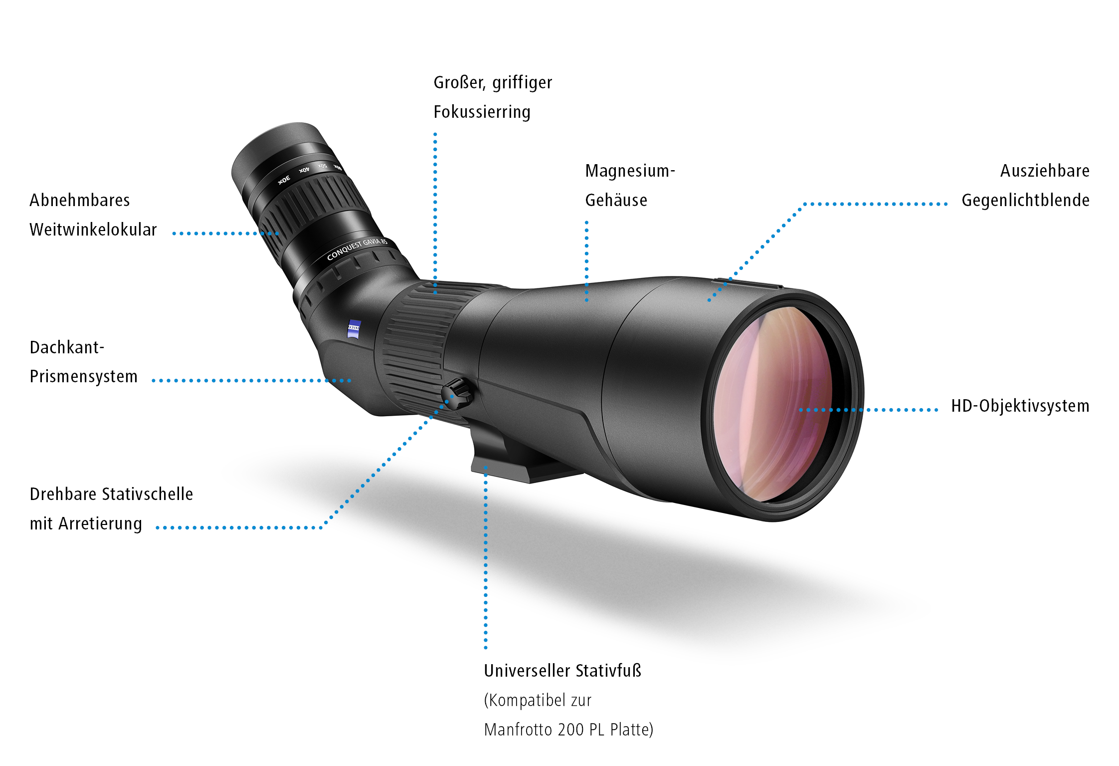 ZEISS Conquest Gavia 85 + Vario Okular 30-60x85 Set inkl.Zeiss Tasche+Benro Stativ TTOR24CLVS4PRO