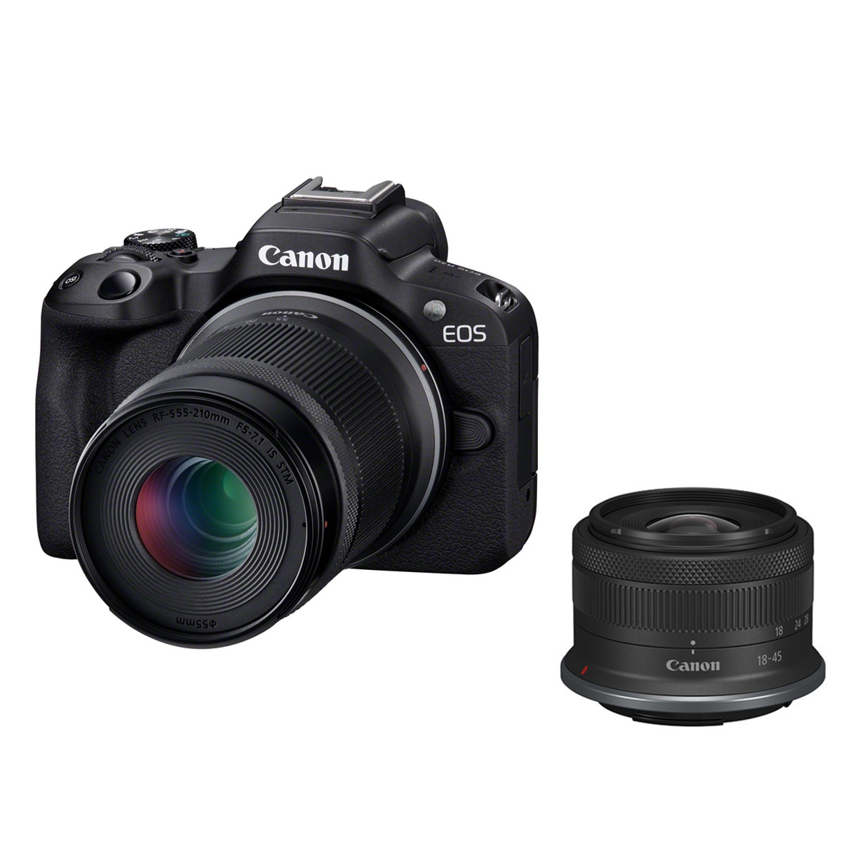 Canon EOS R50 schwarz mit RF-S 18-45 mm IS STM / 55-210 mm IS STM