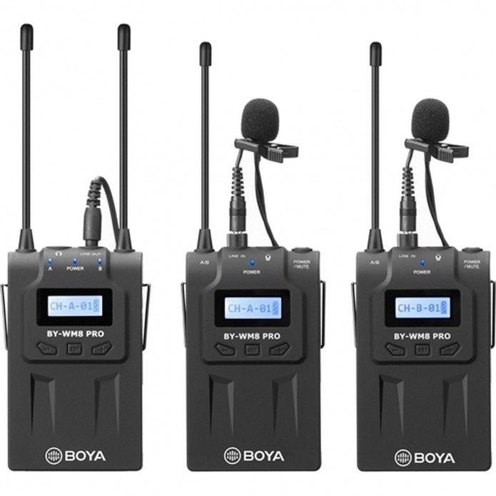 Ensemble de microphones sans fil UHF BOYA BY-WM8 PRO K2 – Système de micro-cravate sans fil à double canal