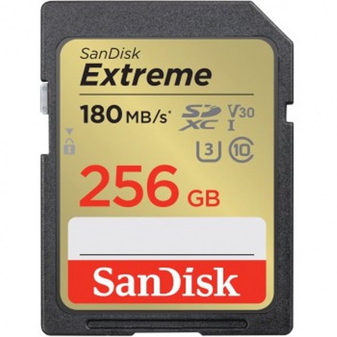 Carte SD SanDisk Extreme 180 Mo/s U3 V30 SDXC 256 Go