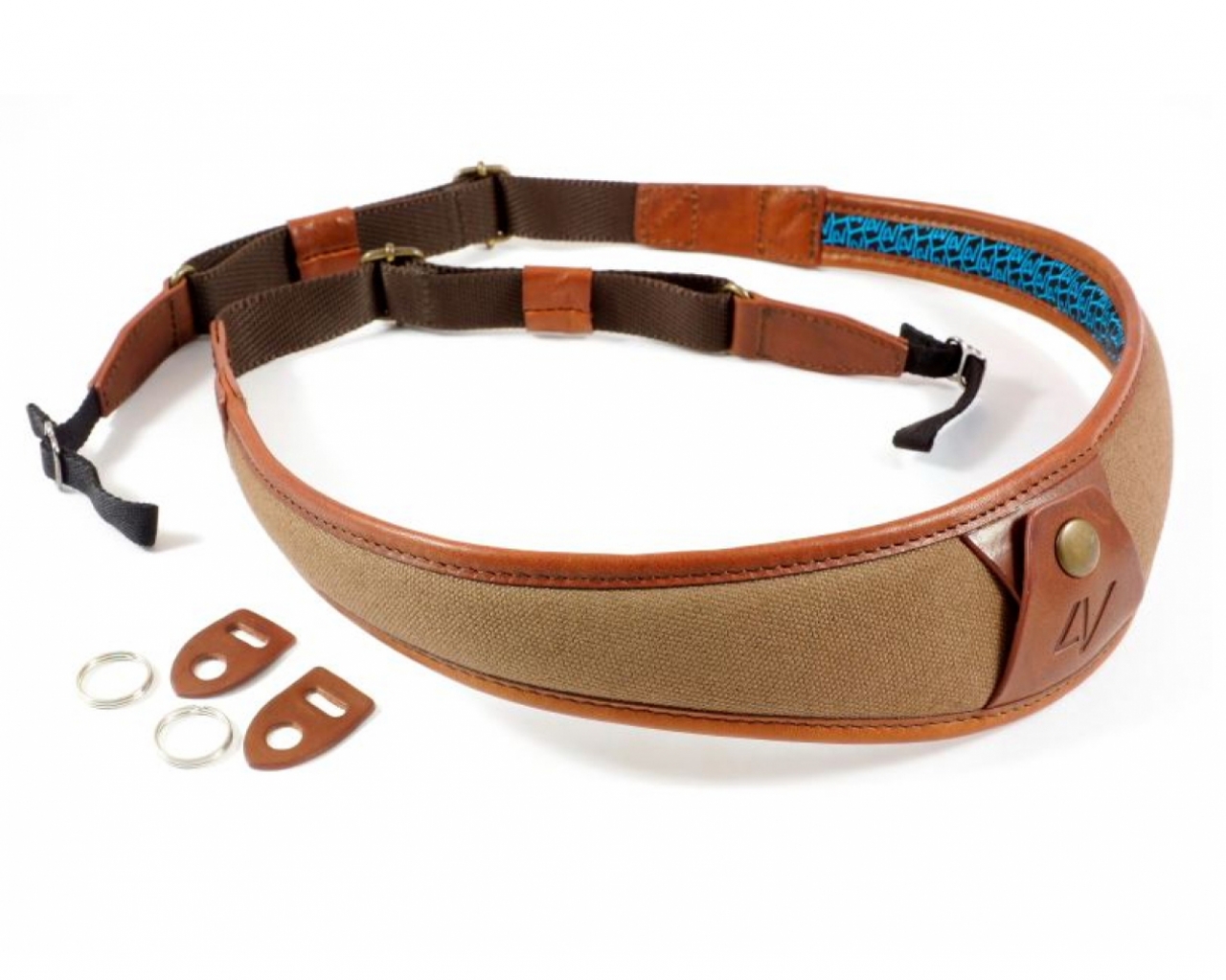 4V Design Large Neck Strap ALA - Univ. Fit Kit - Canvas, Tuscany Leather - brown/brown (K)
