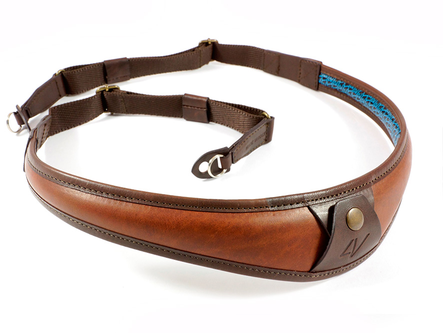 4V Design Large Neck Strap ALA - Ring Fit - Canvas, Tuscany Leather - brown/brown (K)