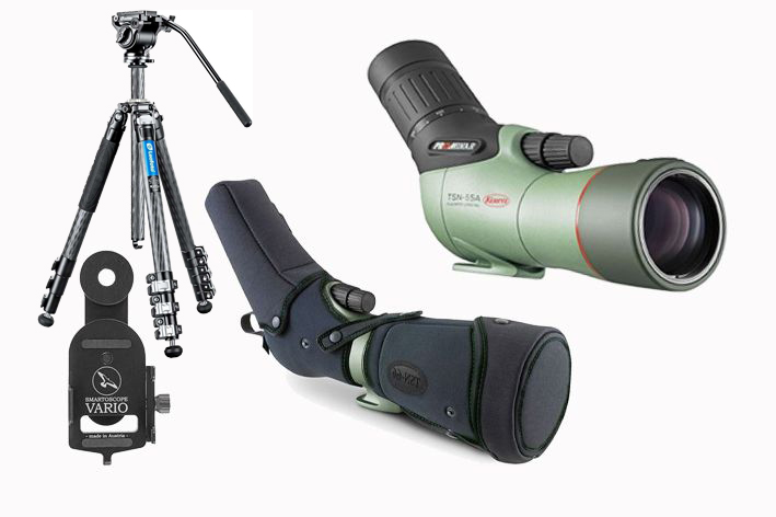 Kowa TSN-55A Prominar 17-40x Travel-Kit (inkl. Tasche + Vario Scope Adapter + Leofoto Manba LV-284C + BV-5 Stativkit)