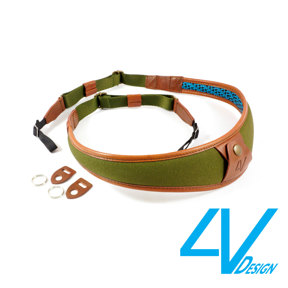 4V Design Large Neck Strap ALA - Univ. Fit Kit - Canvas, Tuscany Leather - green/brown (K)