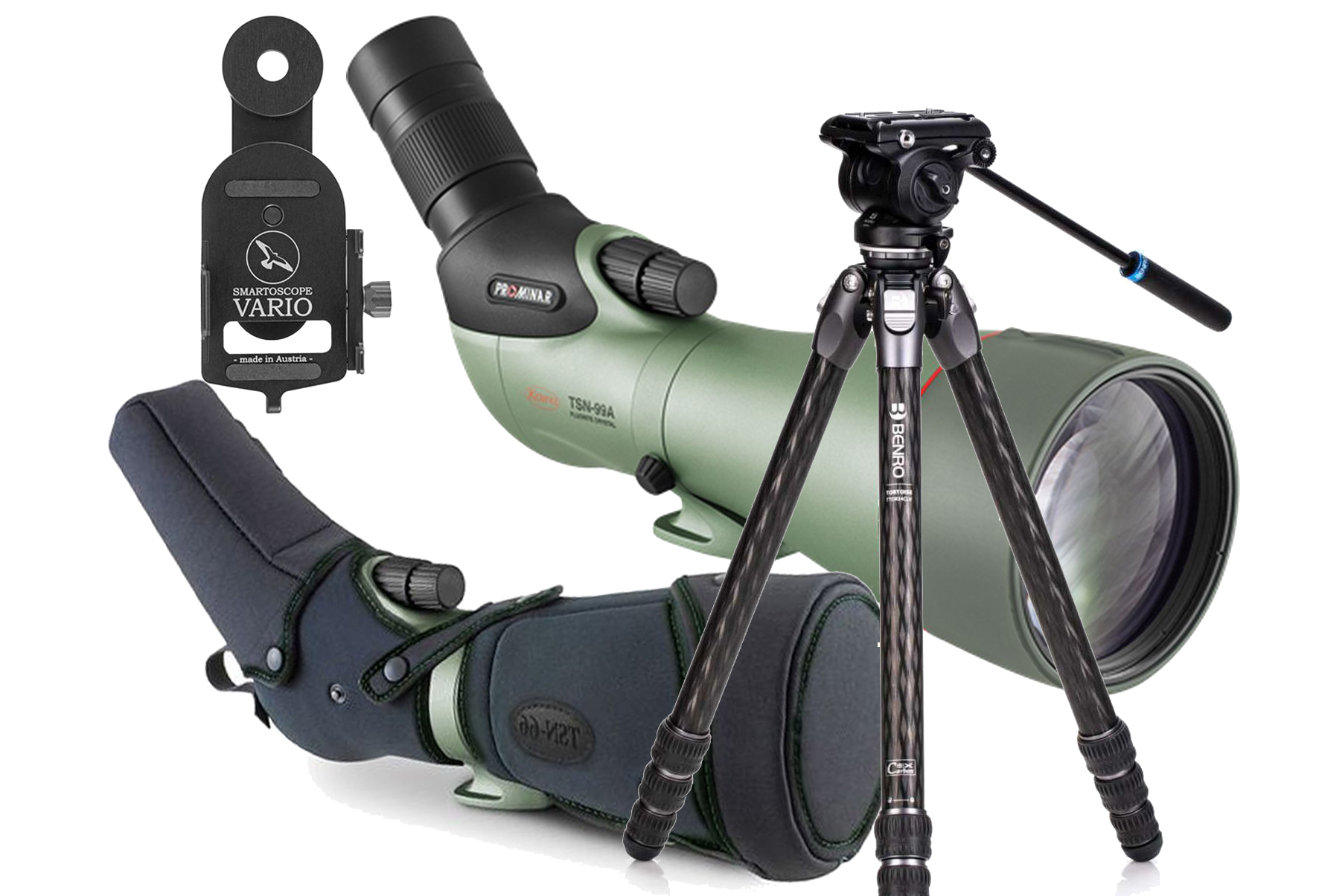 KOWA TSN-99A PROMINAR 30-70x99 Travel-Kit (inkl. Tasche + Vario Scope Adapter + Benro Tortoise Carbon TTOR24CLVS4PRO)